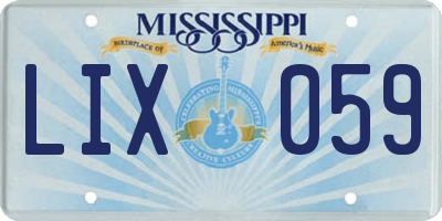 MS license plate LIX059