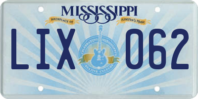 MS license plate LIX062