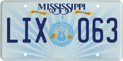 MS license plate LIX063