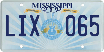 MS license plate LIX065