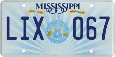 MS license plate LIX067