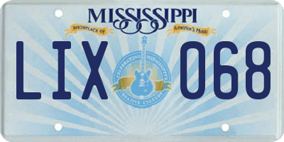 MS license plate LIX068