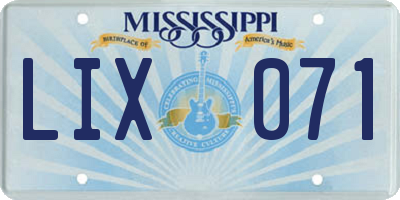 MS license plate LIX071