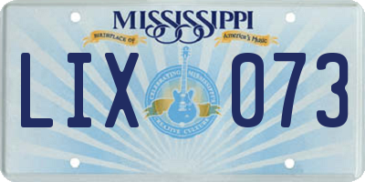 MS license plate LIX073