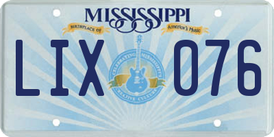 MS license plate LIX076