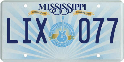 MS license plate LIX077