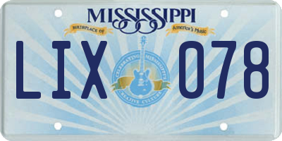 MS license plate LIX078