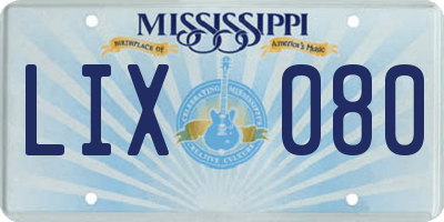 MS license plate LIX080