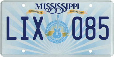 MS license plate LIX085