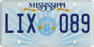 MS license plate LIX089