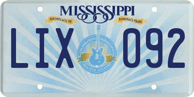 MS license plate LIX092