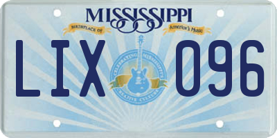 MS license plate LIX096