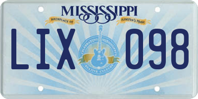 MS license plate LIX098