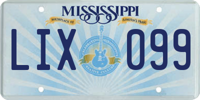 MS license plate LIX099