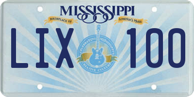 MS license plate LIX100