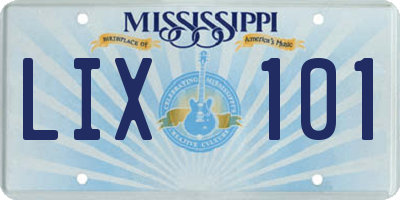 MS license plate LIX101