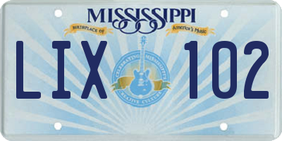 MS license plate LIX102