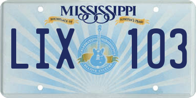 MS license plate LIX103