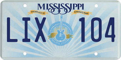 MS license plate LIX104