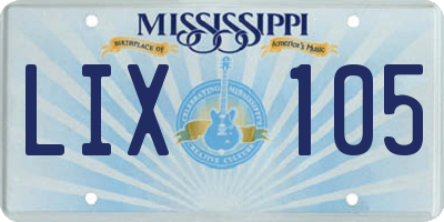 MS license plate LIX105