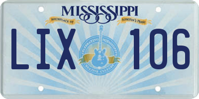 MS license plate LIX106