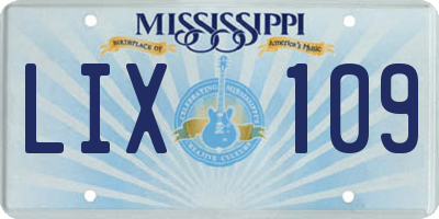 MS license plate LIX109
