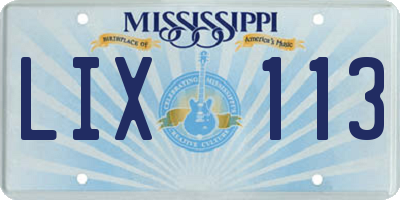 MS license plate LIX113