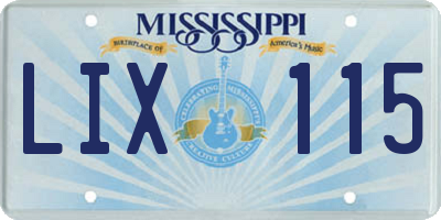 MS license plate LIX115