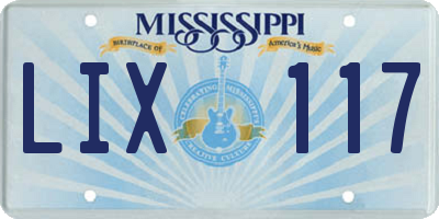 MS license plate LIX117