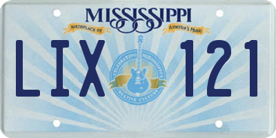 MS license plate LIX121