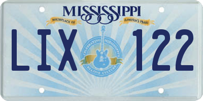 MS license plate LIX122