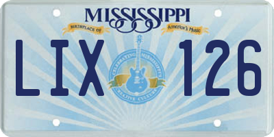 MS license plate LIX126
