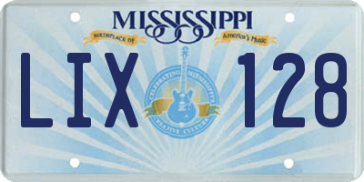 MS license plate LIX128