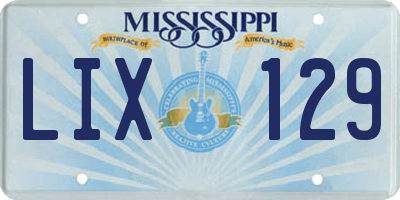 MS license plate LIX129
