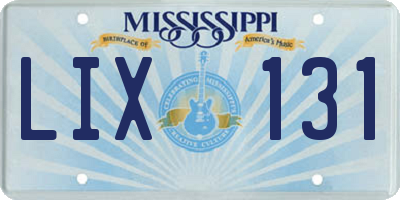 MS license plate LIX131