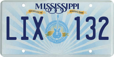 MS license plate LIX132