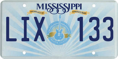 MS license plate LIX133