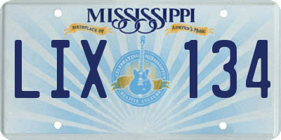 MS license plate LIX134