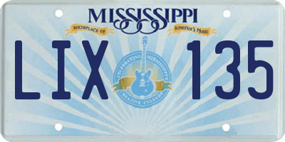 MS license plate LIX135