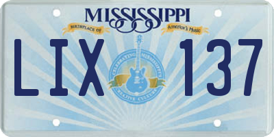 MS license plate LIX137