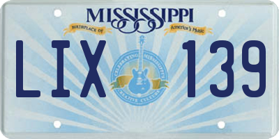 MS license plate LIX139