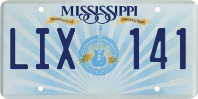 MS license plate LIX141