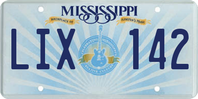 MS license plate LIX142