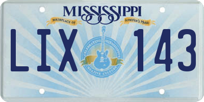 MS license plate LIX143