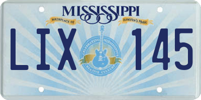 MS license plate LIX145