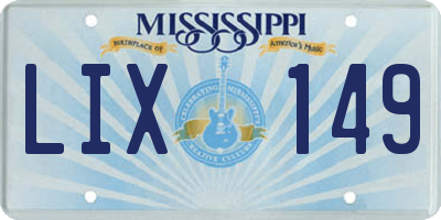 MS license plate LIX149
