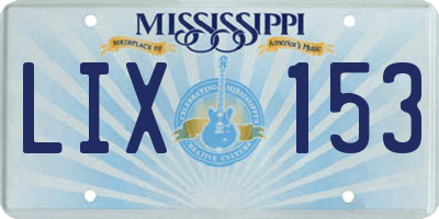MS license plate LIX153