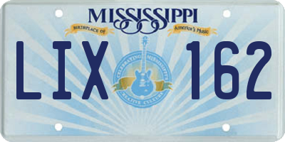 MS license plate LIX162