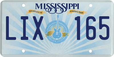 MS license plate LIX165