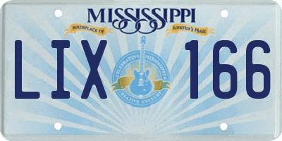 MS license plate LIX166